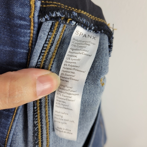 Spanx Distressed Ankle Skinny Pull On High Waist Released Raw Hem Jeans Jeggings - Picture 9 of 9